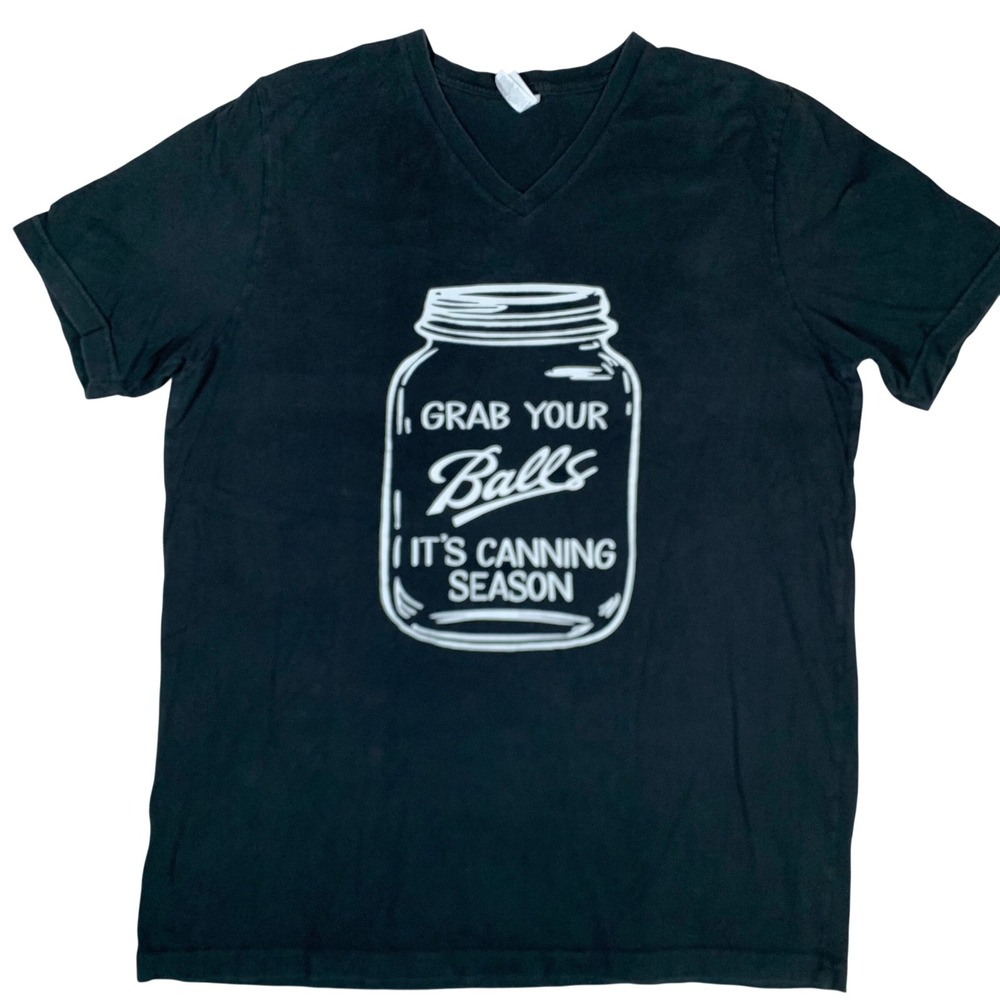 Bella+Canvas Graphic T-Shirt Unisex XL Black Excellent Funny Canning V-Neck‎